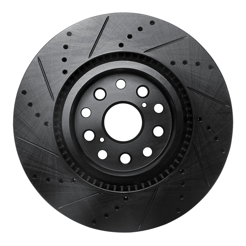 Lexus LS460 Brake Rotor (1) - Front Right - R1 Concepts - Drilled & Slotted - Black - `07-`23